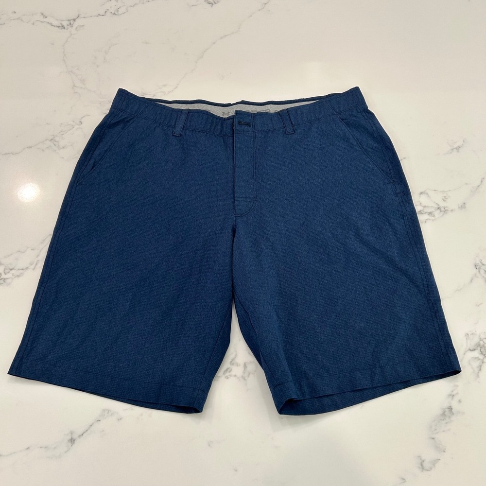 Under Armour HeatGear Golf Shorts Mens 38 Loose Fit Blue Performance Activewear